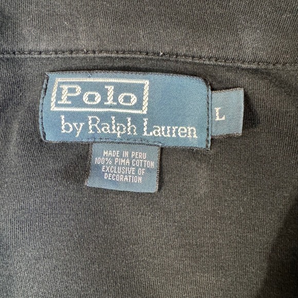 Polo Ralph Lauren Mens Large Black 100% Pima Cotton Quarter Zip Pullover Sweater - Picture 4 of 7